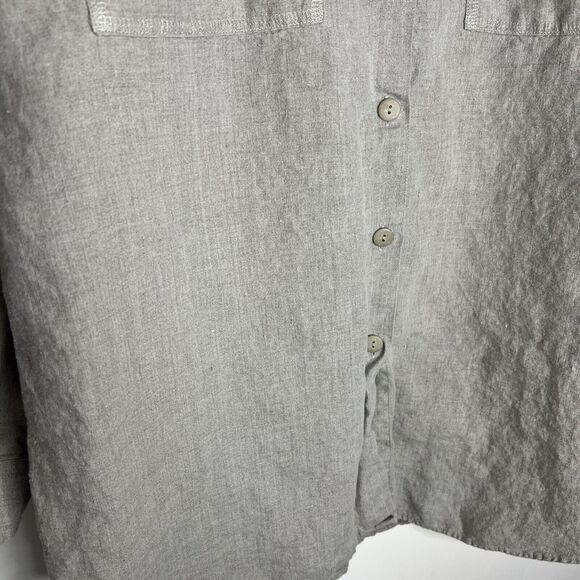 Vintage Eddie Bauer Women’s Linen Long Sleeve Shirt Button Up Medium Minimalist - Picture 4 of 6